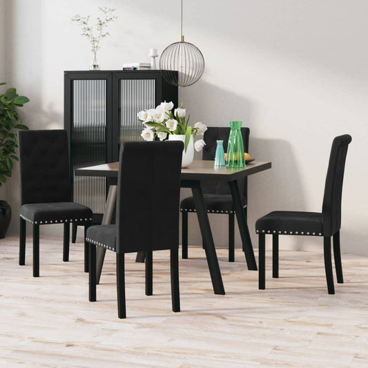 Esszimmerstühle 4 Stk. Schwarz Samt