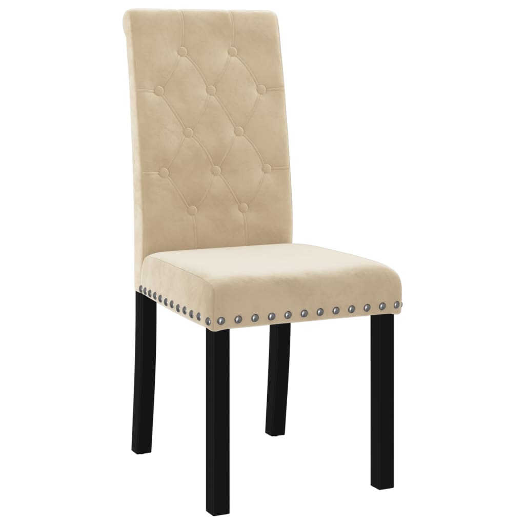 Esszimmerstühle 4 Stk. Creme Samt