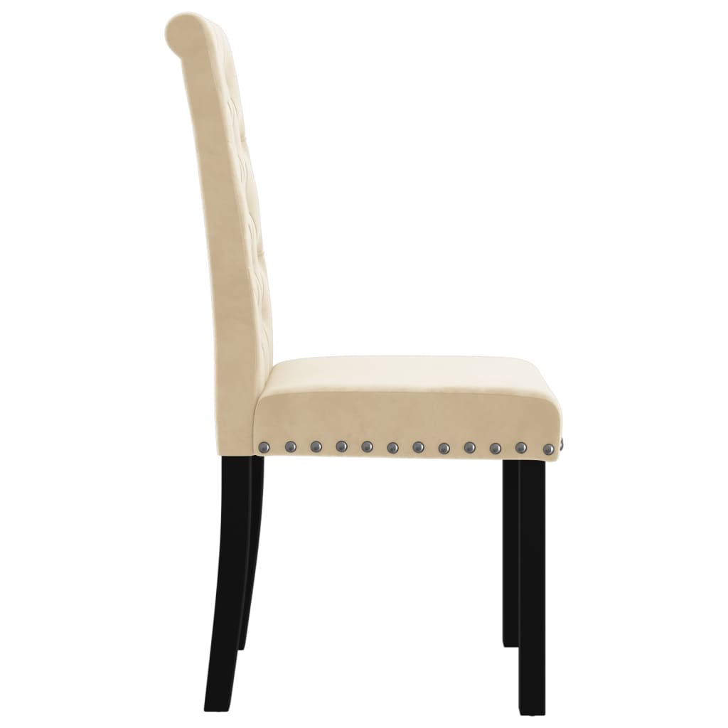 Esszimmerstühle 4 Stk. Creme Samt