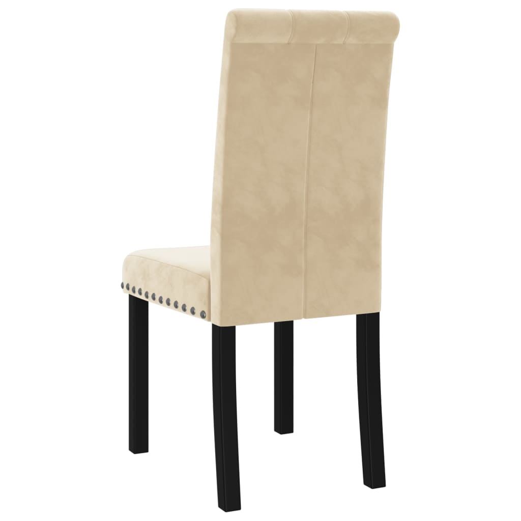 Esszimmerstühle 4 Stk. Creme Samt