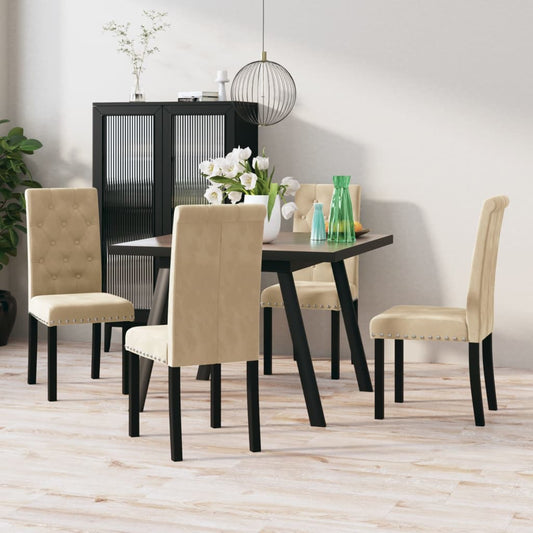 Esszimmerstühle 4 Stk. Creme Samt
