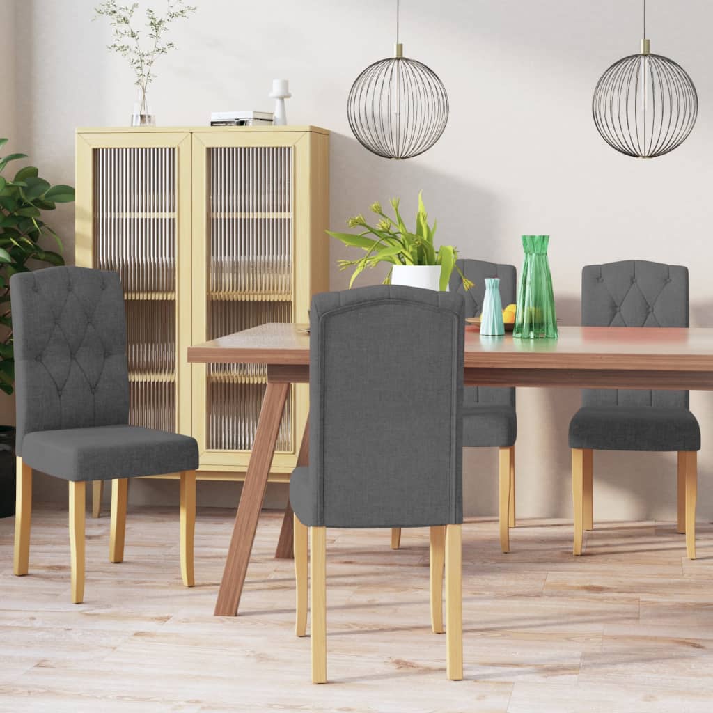 Esszimmerstühle 4 Stück Dunkelgrau Stoff