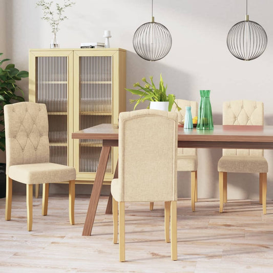 Esszimmerstühle 4 Stk. Creme Stoff
