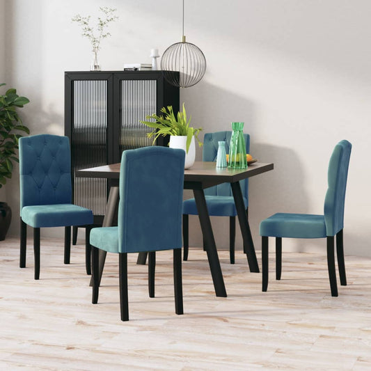 Esszimmerstühle 4 Stk. Blau Samt