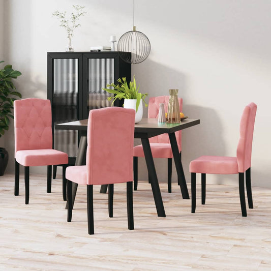 Esszimmerstühle 4 Stk. Rosa Samt