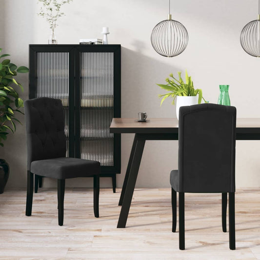 Esszimmerstühle 2 Stk. Schwarz Samt