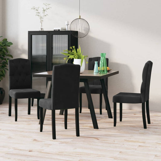 Esszimmerstühle 4 Stk. Schwarz Samt
