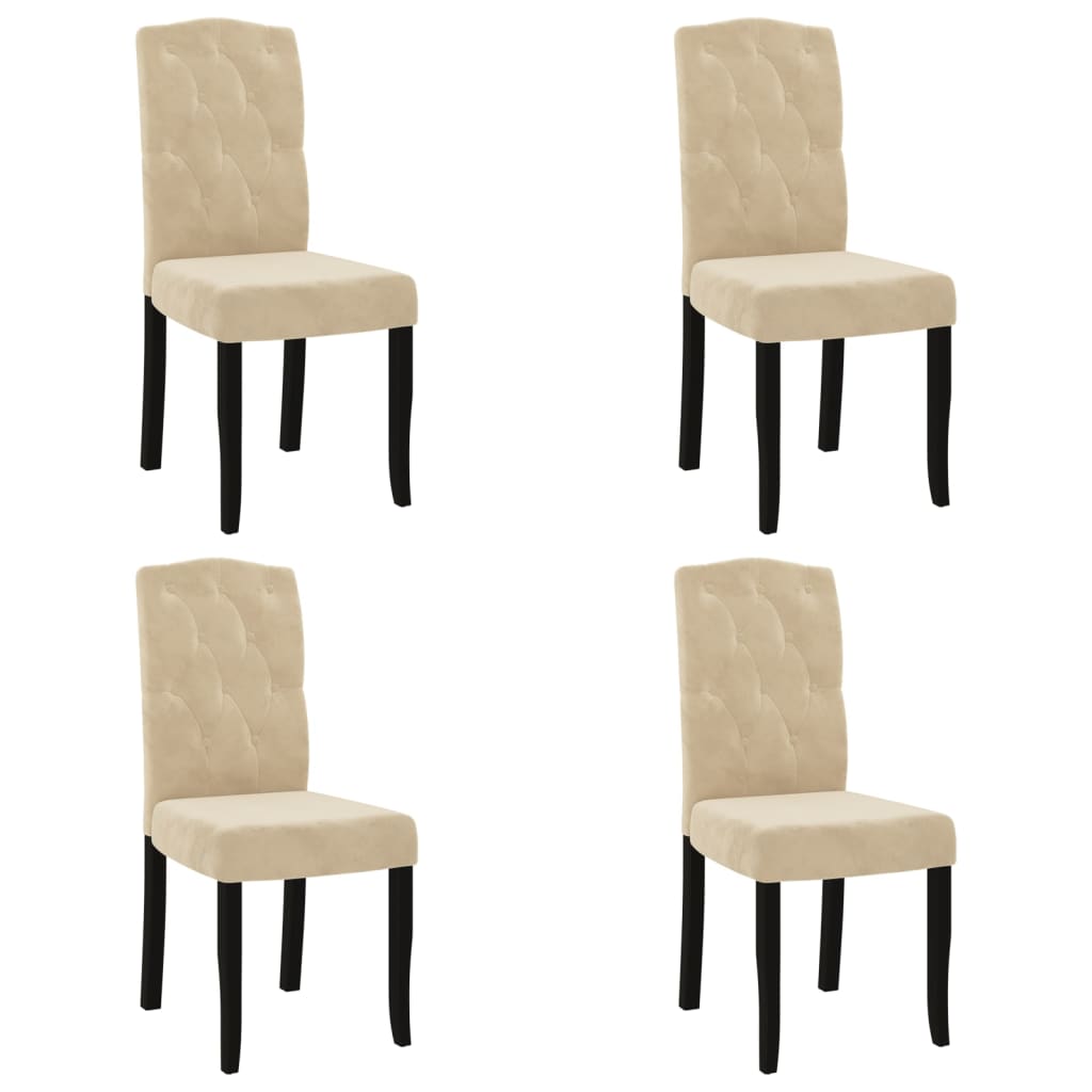 Esszimmerstühle 4 Stk. Creme Samt