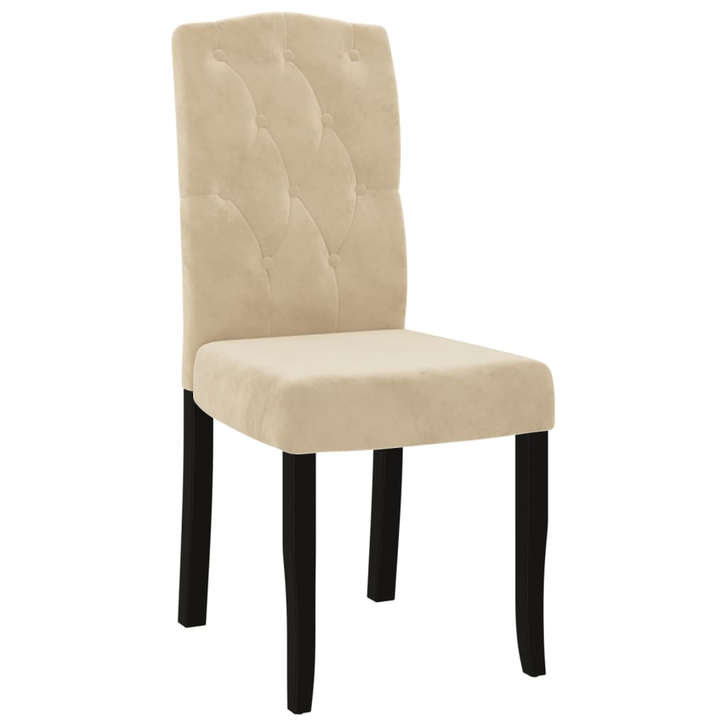 Esszimmerstühle 4 Stk. Creme Samt