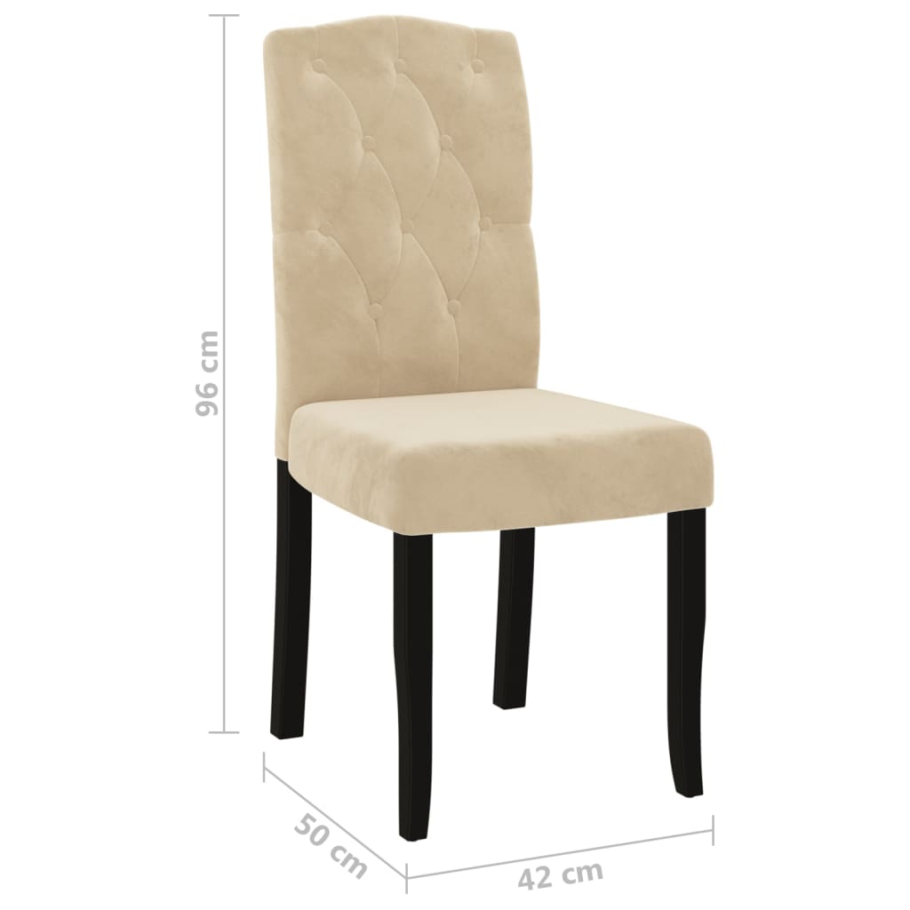 Esszimmerstühle 4 Stk. Creme Samt