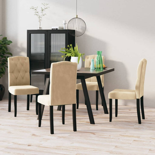 Esszimmerstühle 4 Stk. Creme Samt