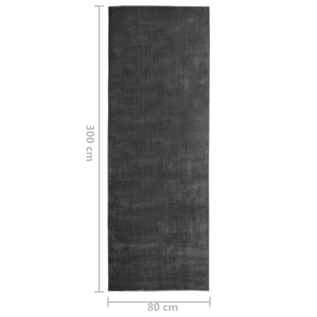 Teppichläufer Waschbar Faltbar Anthrazit 80x300 cm Polyester