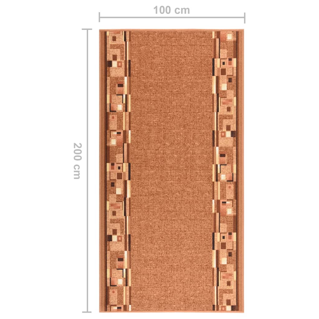 Teppichläufer Braun 100x200 cm Rutschfest