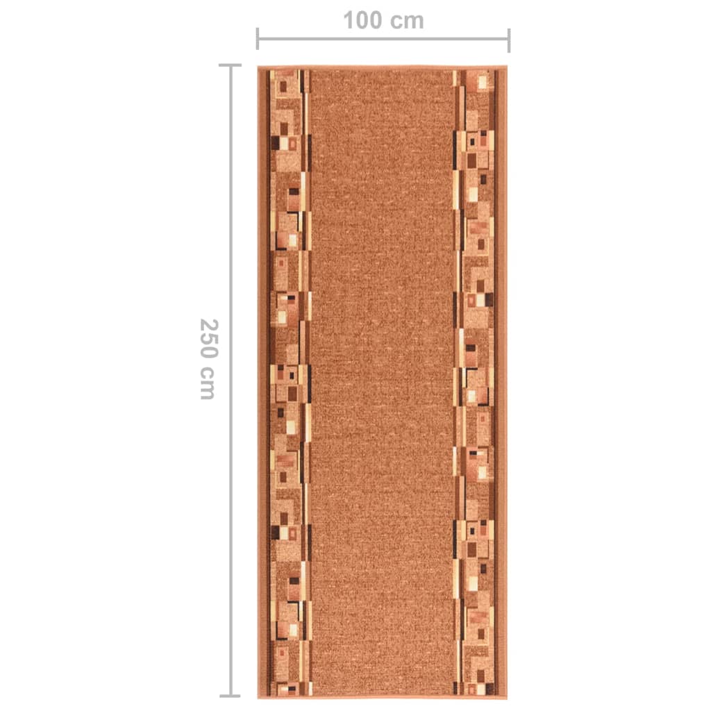 Teppichläufer Braun 100x250 cm Rutschfest
