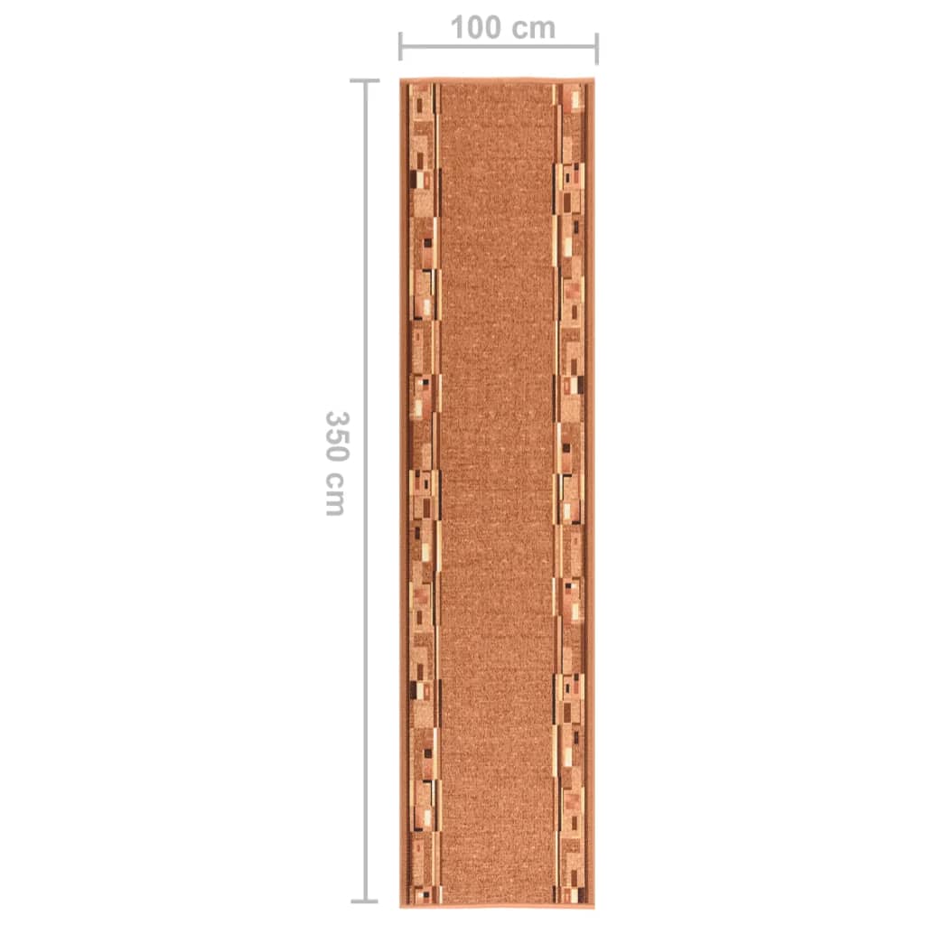 Teppichläufer Braun 100x350 cm Rutschfest