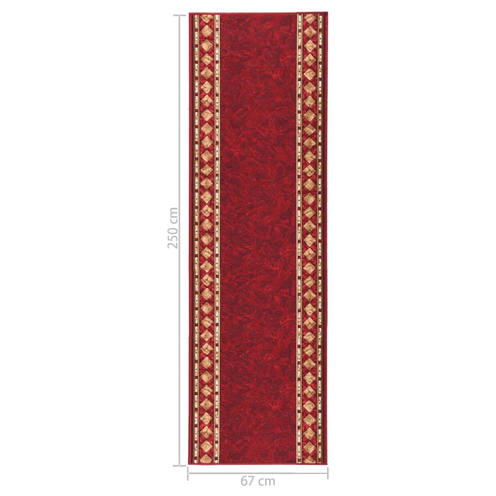 Teppichläufer Rot 67x250 cm Rutschfest