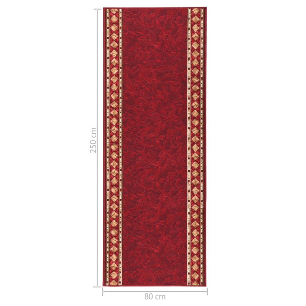 Teppichläufer Rot 80x250 cm Rutschfest