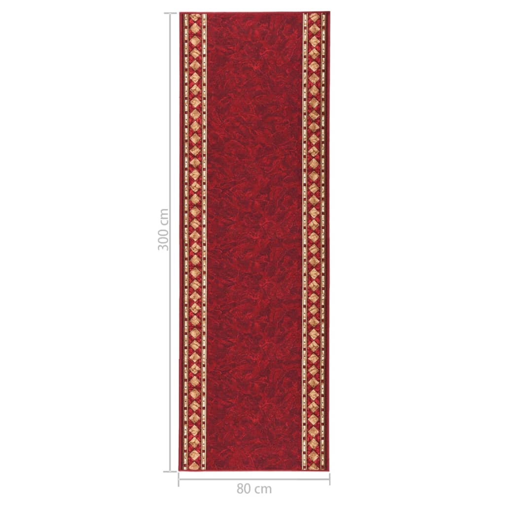 Teppichläufer Rot 80x300 cm Rutschfest