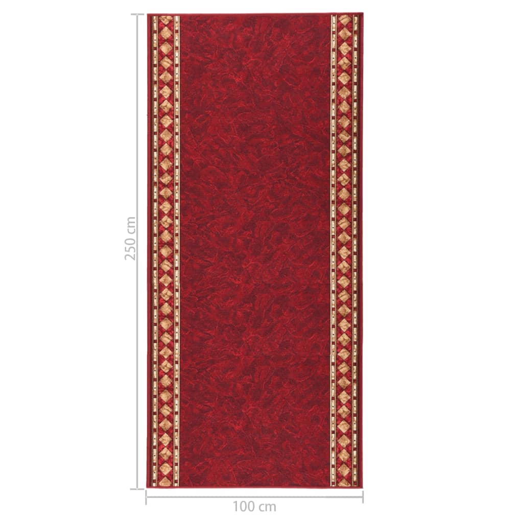 Teppichläufer Rot 100x250 cm Rutschfest