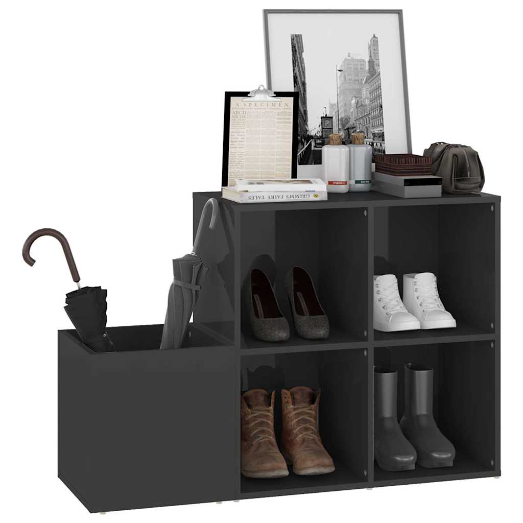 Flur-Schuhschrank Hochglanz-Grau 105x35,5x70 cm Holzwerkstoff