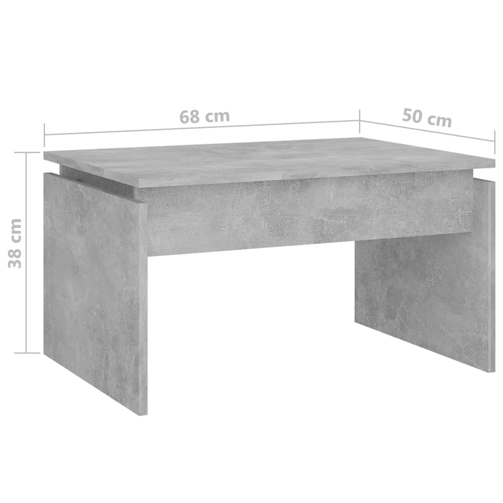 Table basse gris béton 68x50x38 cm en bois