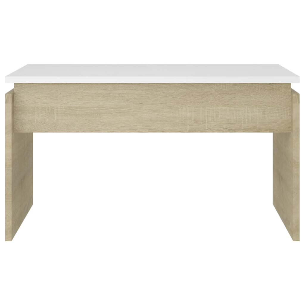 Couchtisch Weiß Sonoma-Eiche 68x50x38 cm Holzwerkstoff