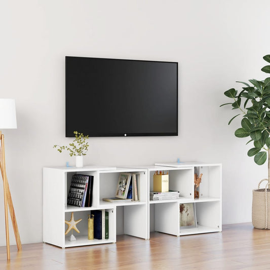 Meuble TV blanc 104x30x52 cm en bois