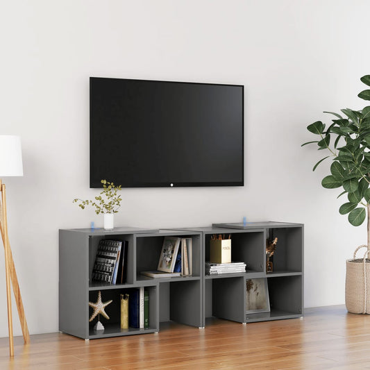 Meuble TV gris 104x30x52cm en bois