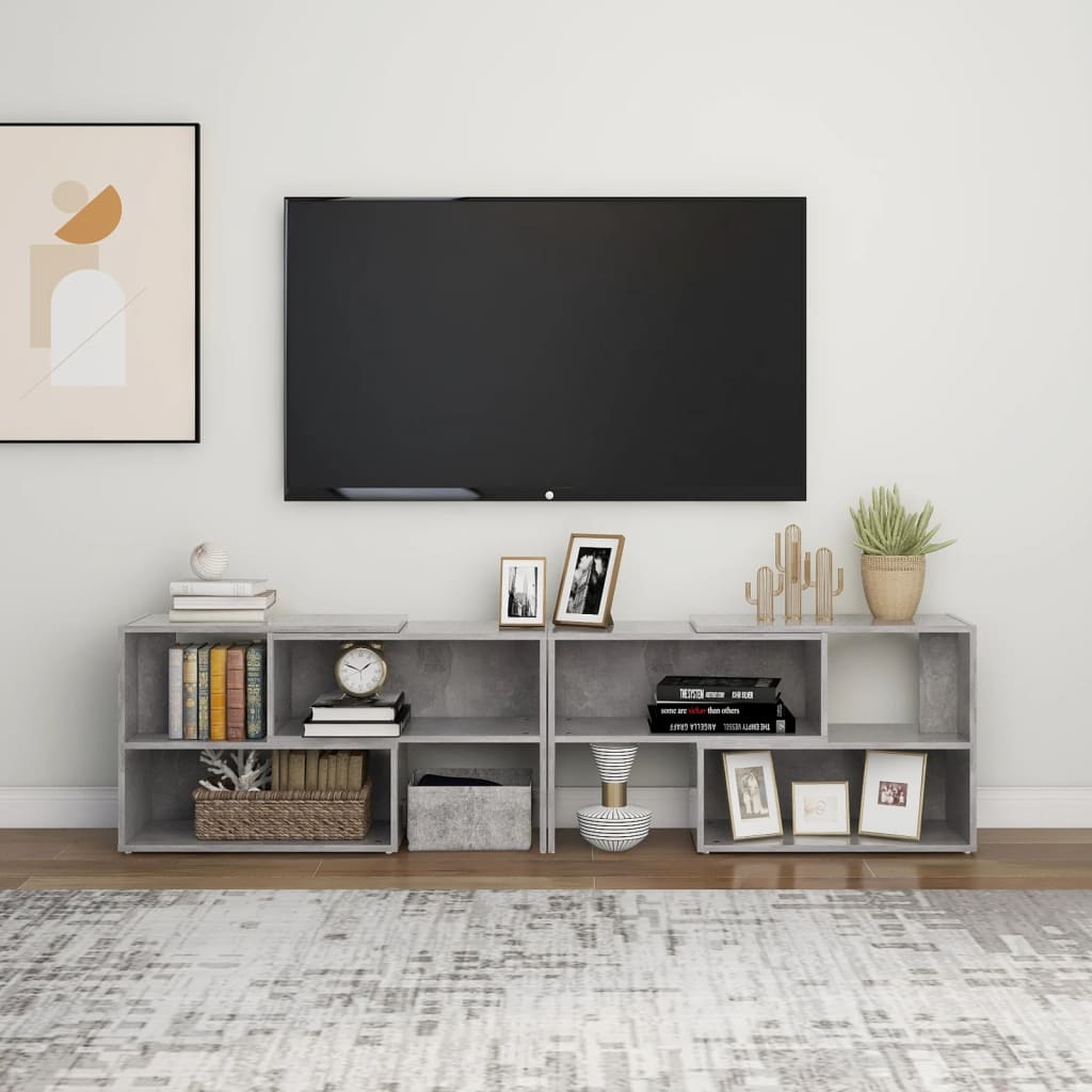 Meuble TV gris béton 149x30x52 cm en bois