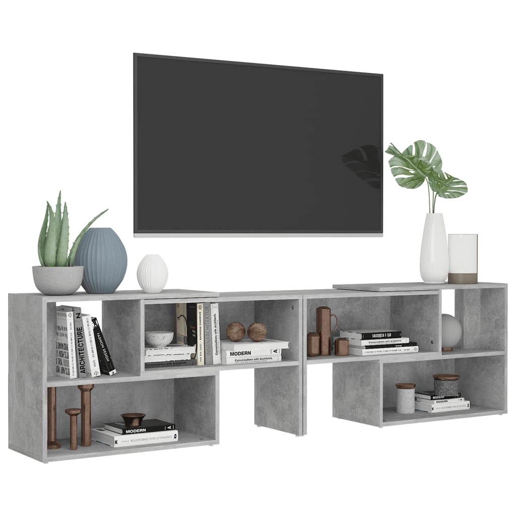 Meuble TV gris béton 149x30x52 cm en bois