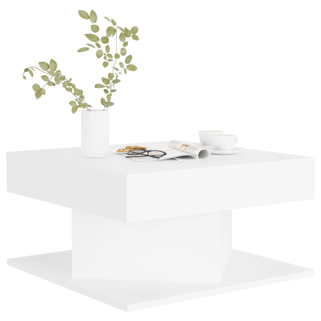 Table basse blanche 57x57x30 cm en bois