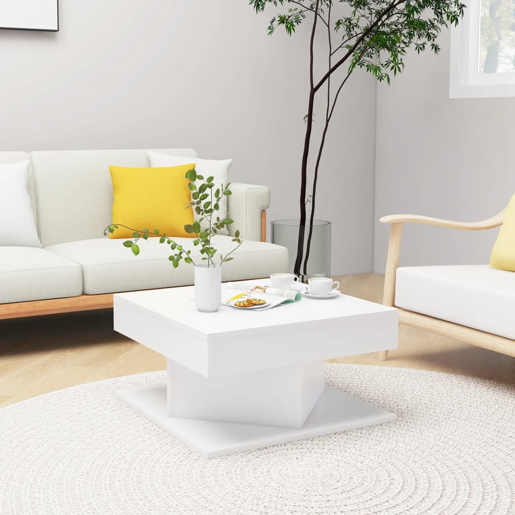 Table basse blanche 57x57x30 cm en bois