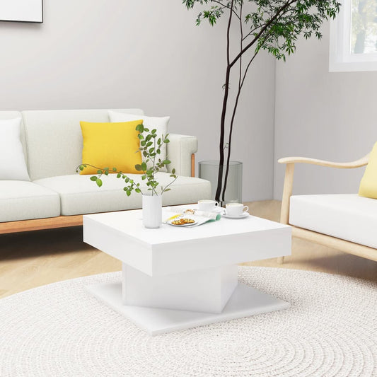 Table basse blanche 57x57x30 cm en bois