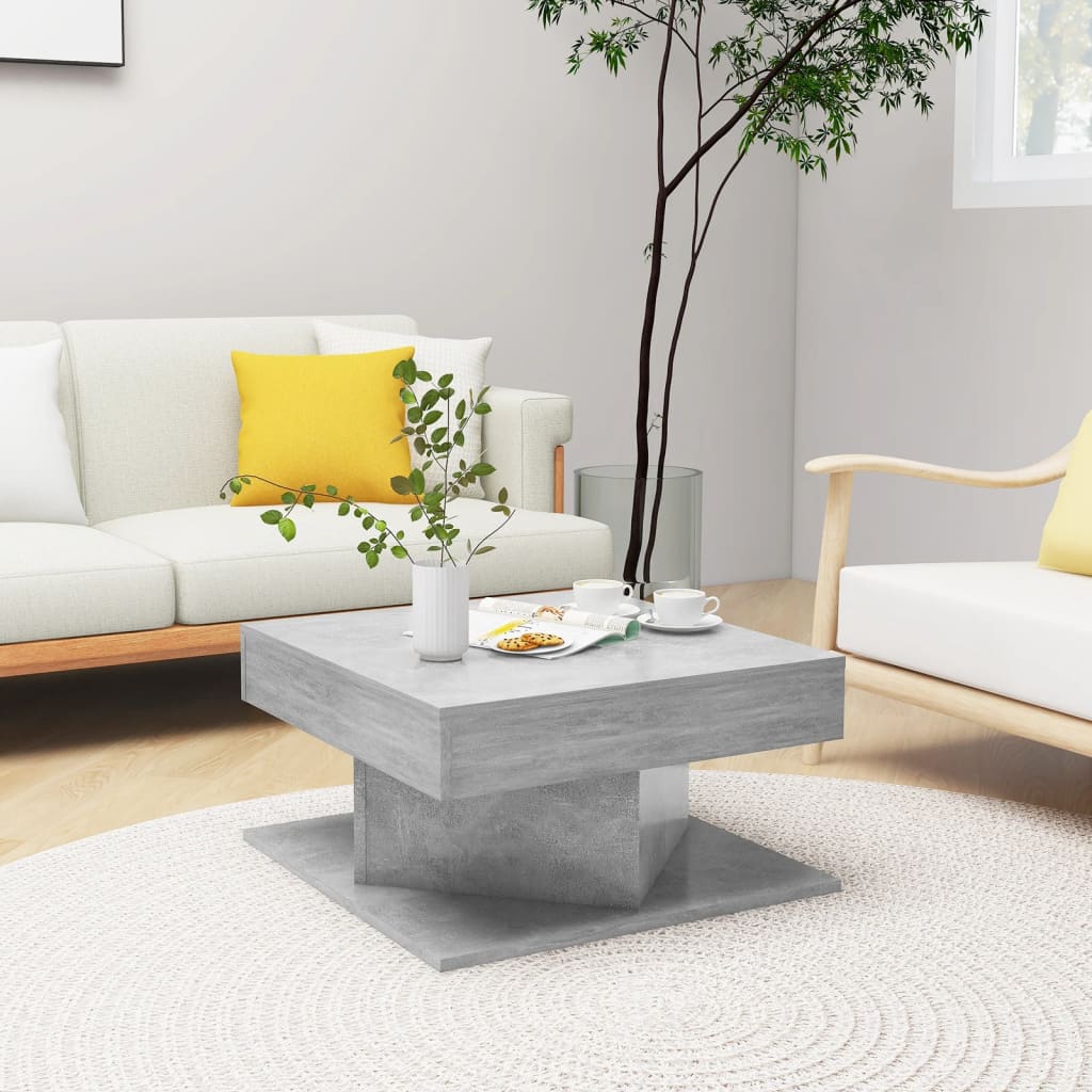 Table basse gris béton 57x57x30 cm en bois