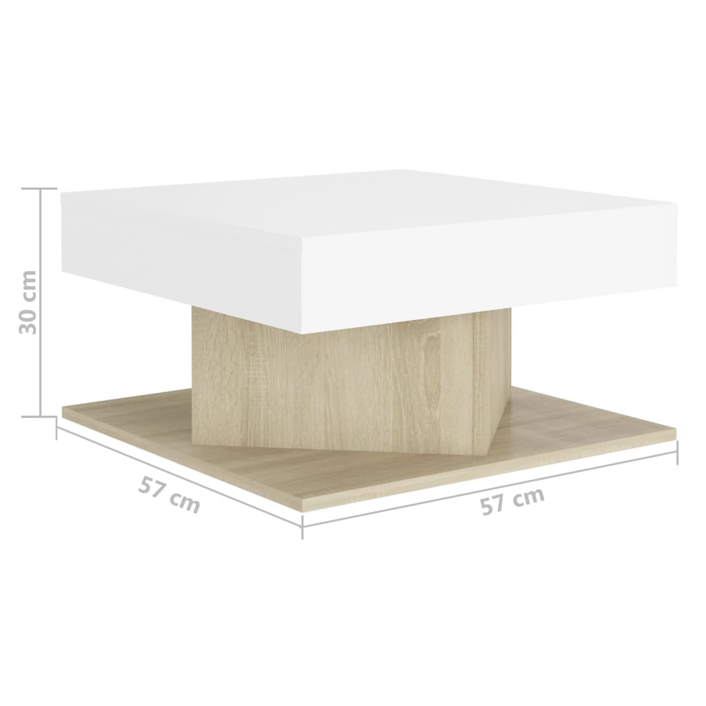 Couchtisch Weiß Sonoma-Eiche 57x57x30 cm Holzwerkstoff