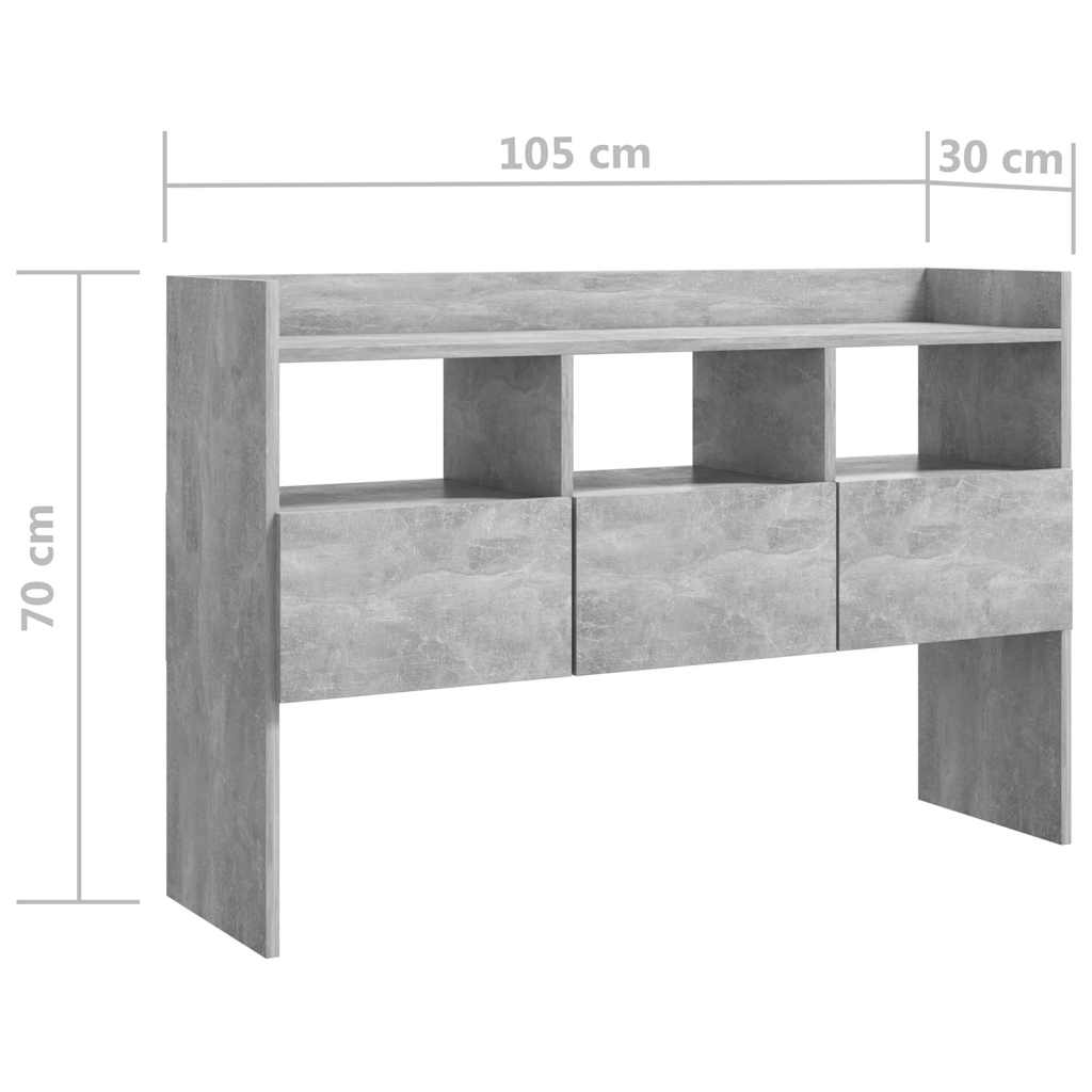 Sideboard Betongrau 105x30x70 cm Holzwerkstoff