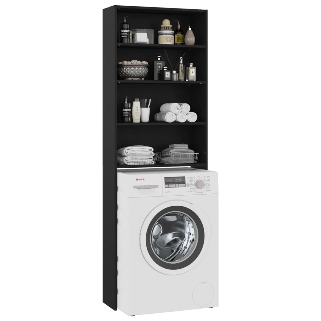 Meuble lave-linge noir 64x24x190 cm