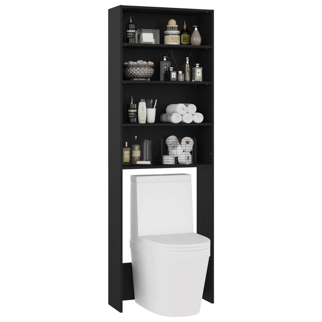 Meuble lave-linge noir 64x24x190 cm