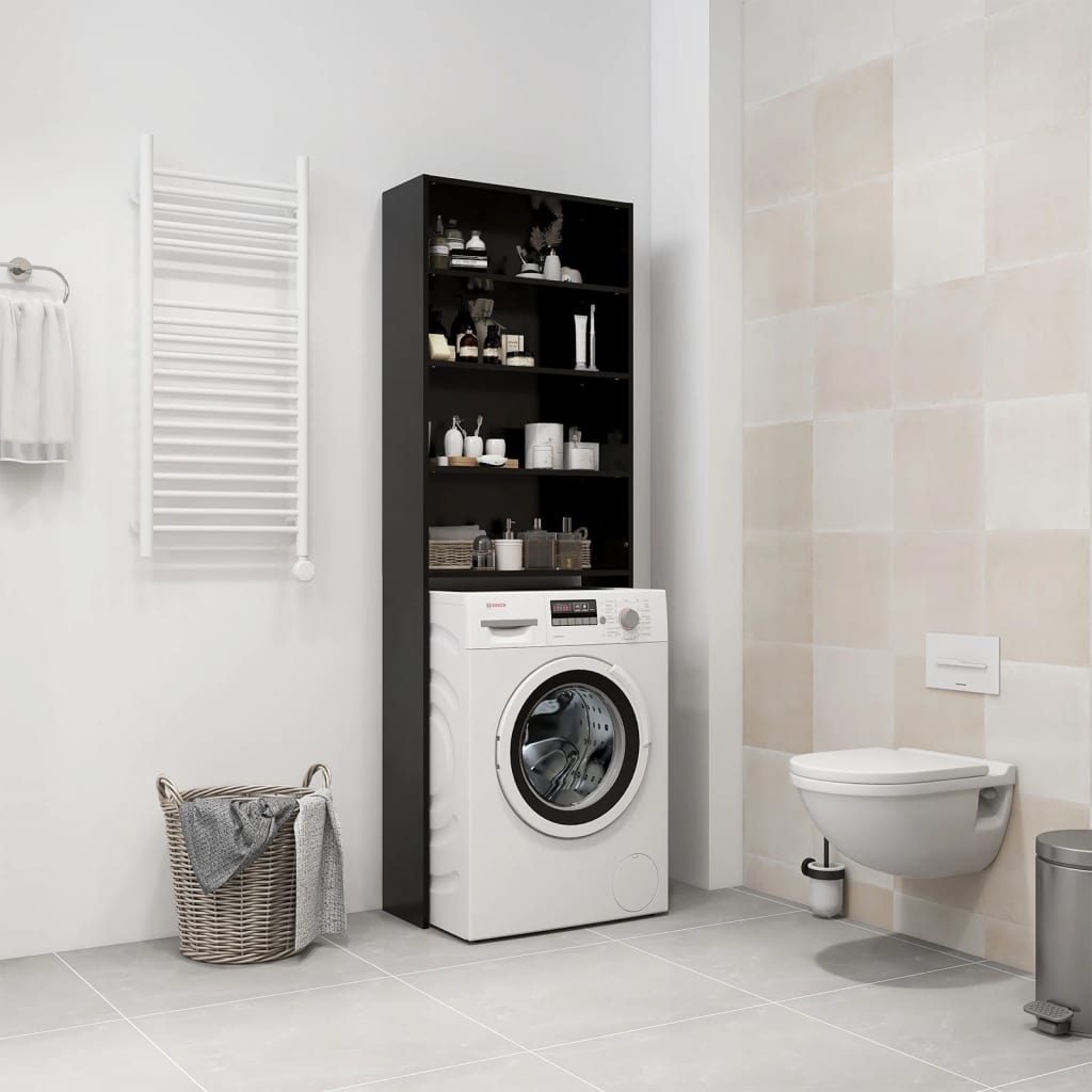 Meuble lave-linge noir 64x24x190 cm