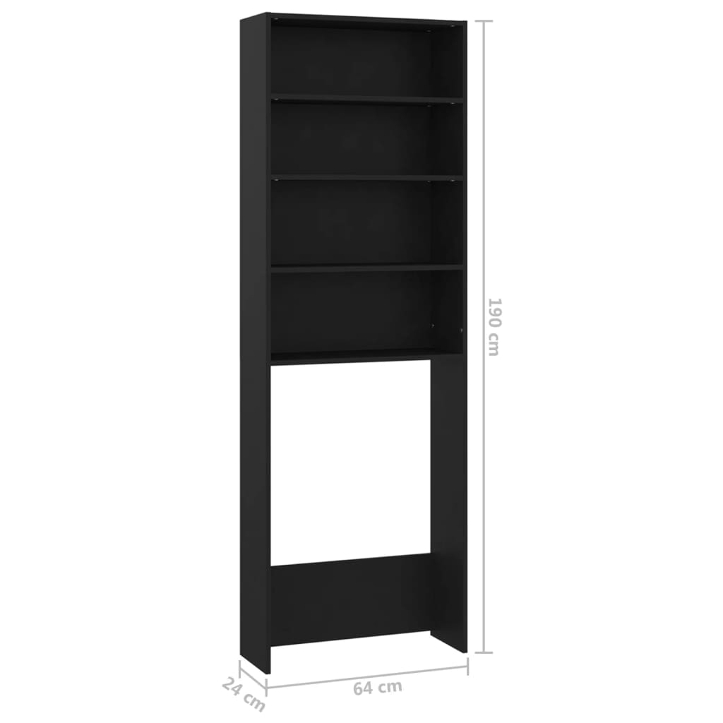 Waschmaschinenschrank Schwarz 64x24x190 cm