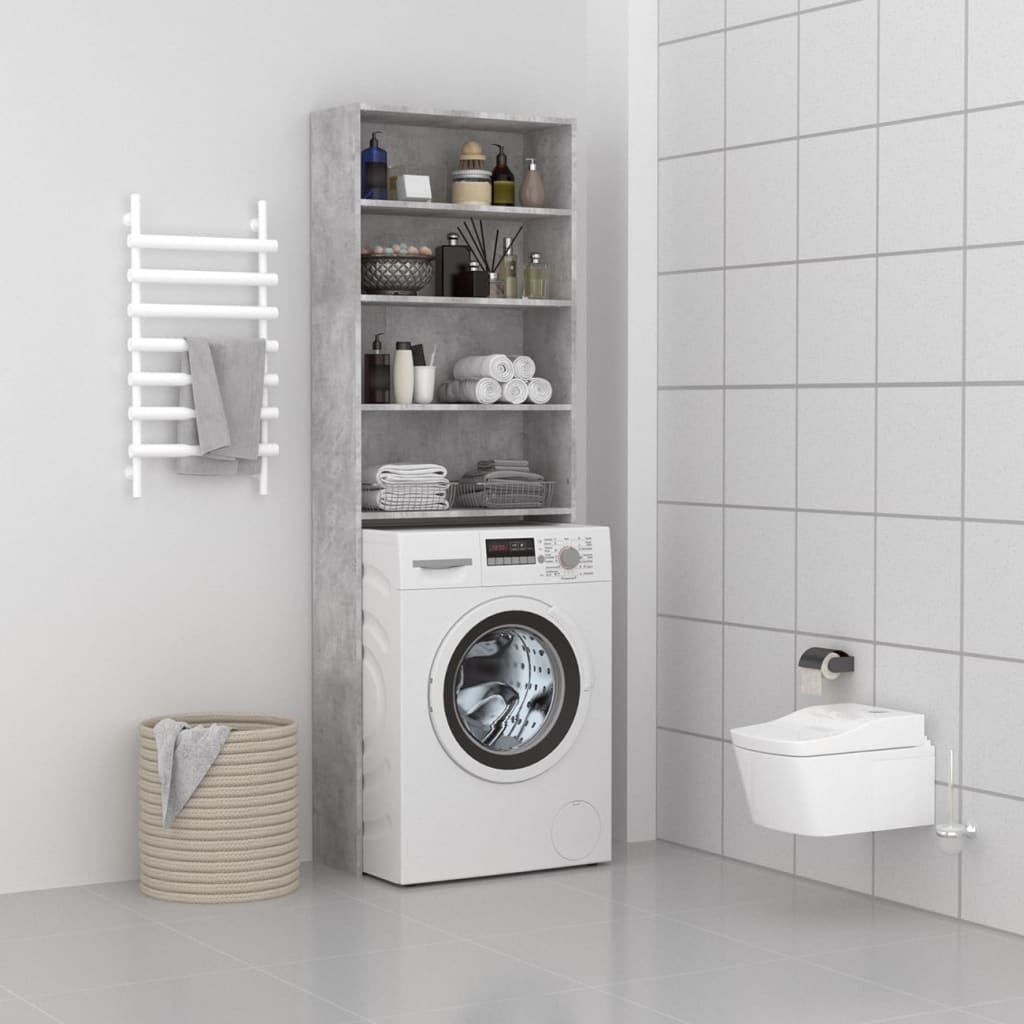 Meuble lave-linge béton gris 64x24x190 cm