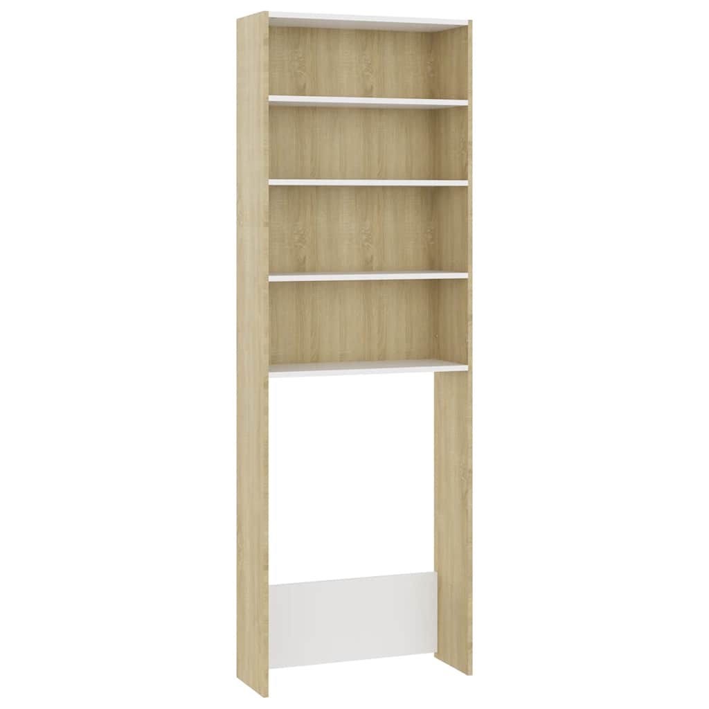 Waschmaschinenschrank Weiß Sonoma-Eiche 64x24x190 cm