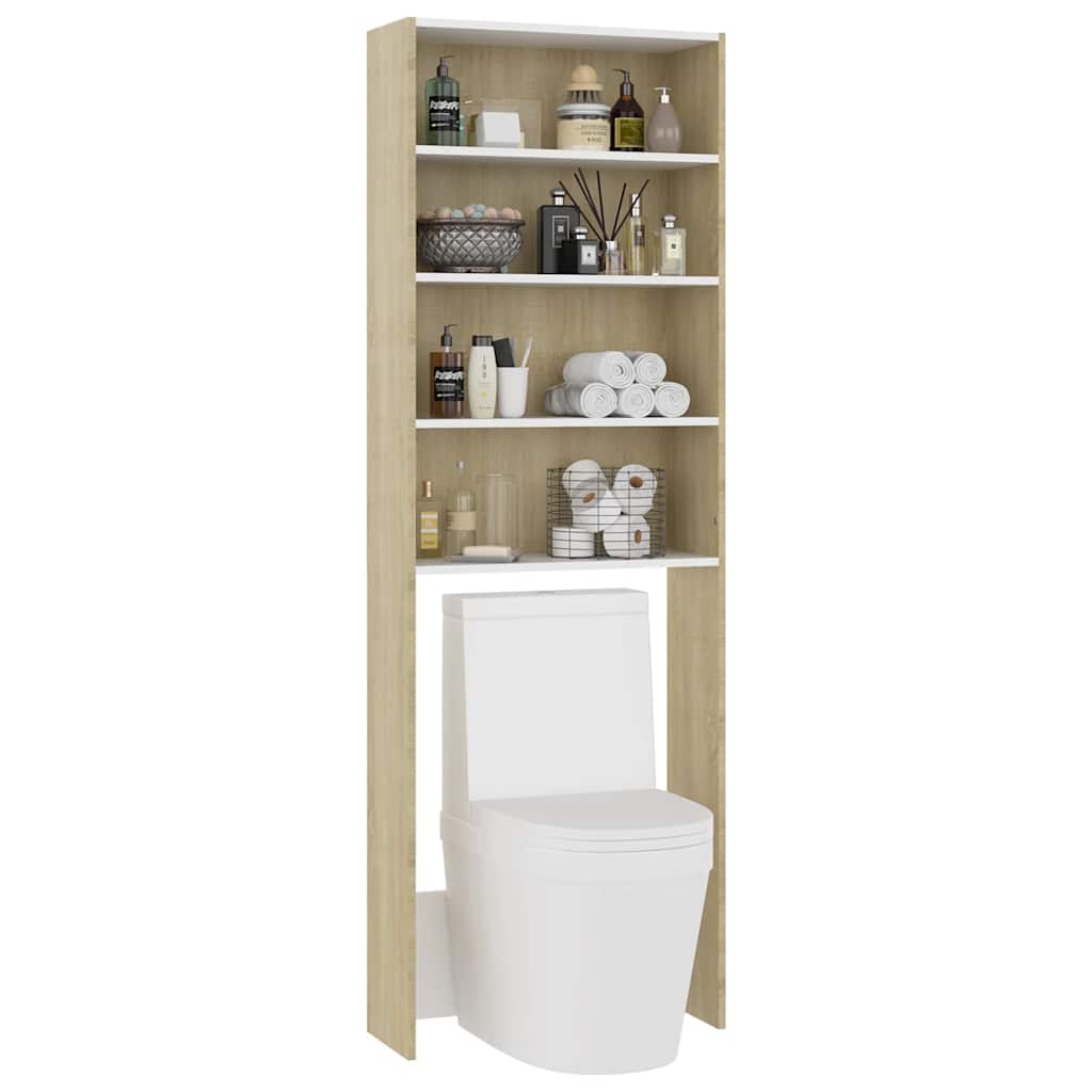 Waschmaschinenschrank Weiß Sonoma-Eiche 64x24x190 cm