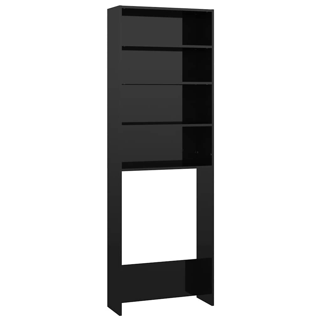 Waschmaschinenschrank Hochglanz-Schwarz 64x24x190 cm
