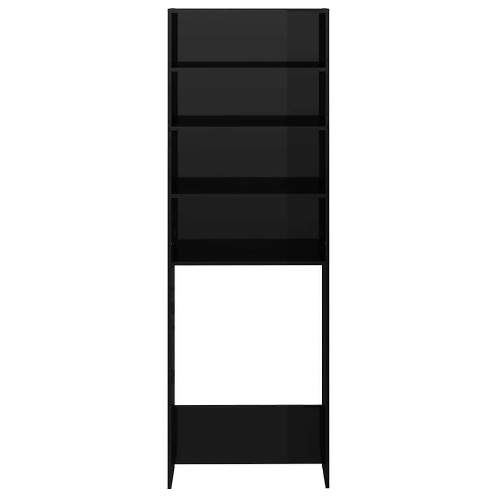 Waschmaschinenschrank Hochglanz-Schwarz 64x24x190 cm