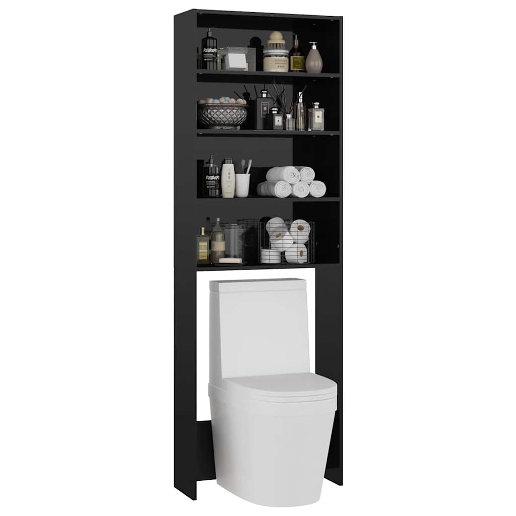 Waschmaschinenschrank Hochglanz-Schwarz 64x24x190 cm