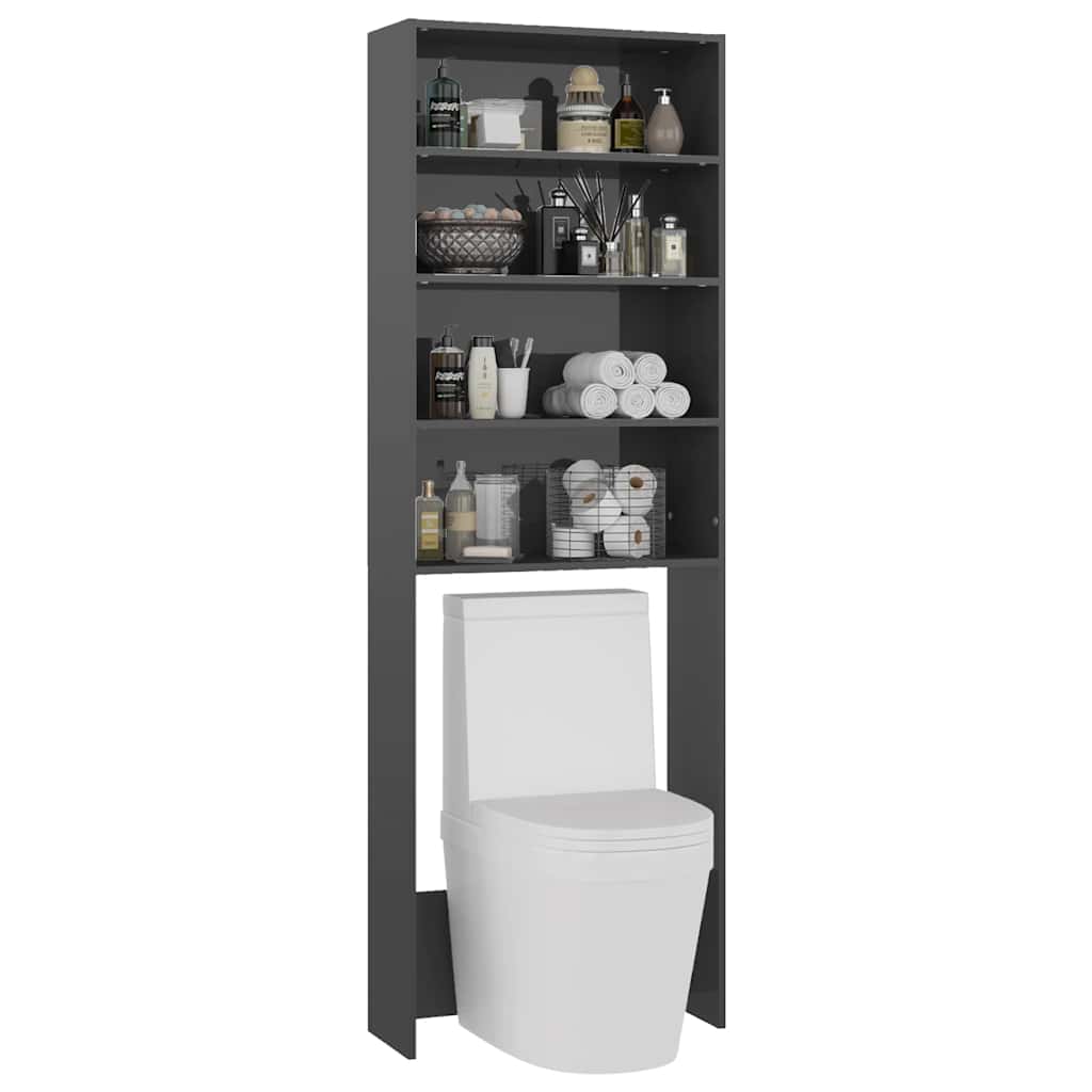 Waschmaschinenschrank Hochglanz-Grau 64x24x190 cm