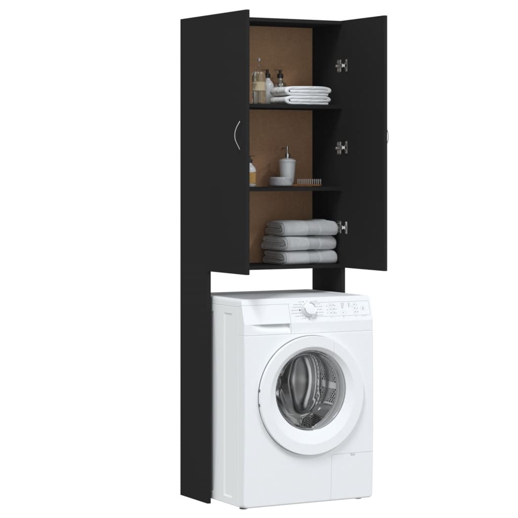 Meuble lave-linge noir 64x25,5x190 cm