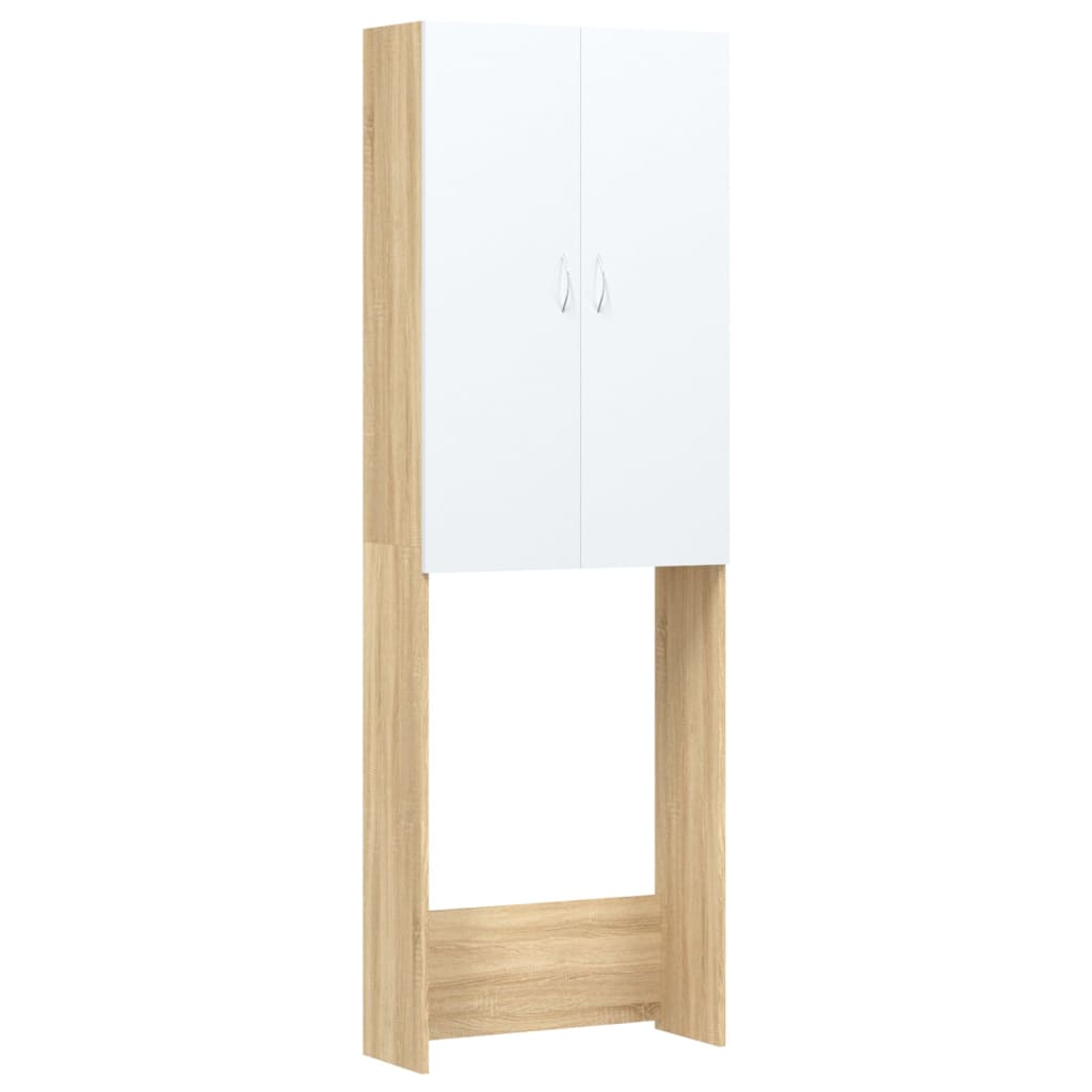 Waschmaschinenschrank Weiß Sonoma-Eiche 64x25,5x190 cm