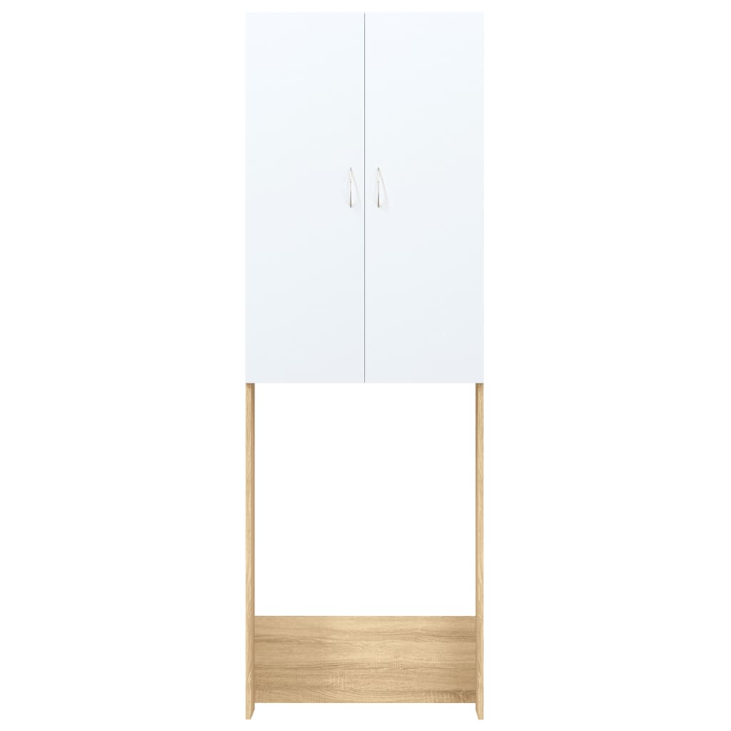 Waschmaschinenschrank Weiß Sonoma-Eiche 64x25,5x190 cm